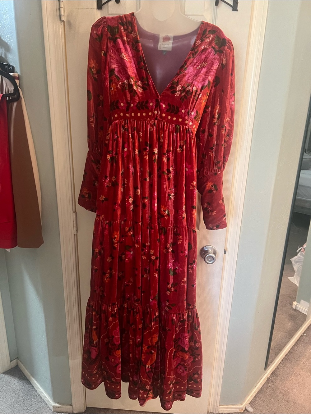Farm Rio velvet romantic garden XS maxi dress - Picture 2 of 4